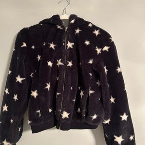 Z Supply Medium Fuzzy Navy Jacket with White Stars